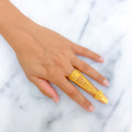 Charming Lined 22k Overall Gold Finger Ring 