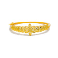 Classic Dazzling 22k Gold Floral Bangle Bracelet 