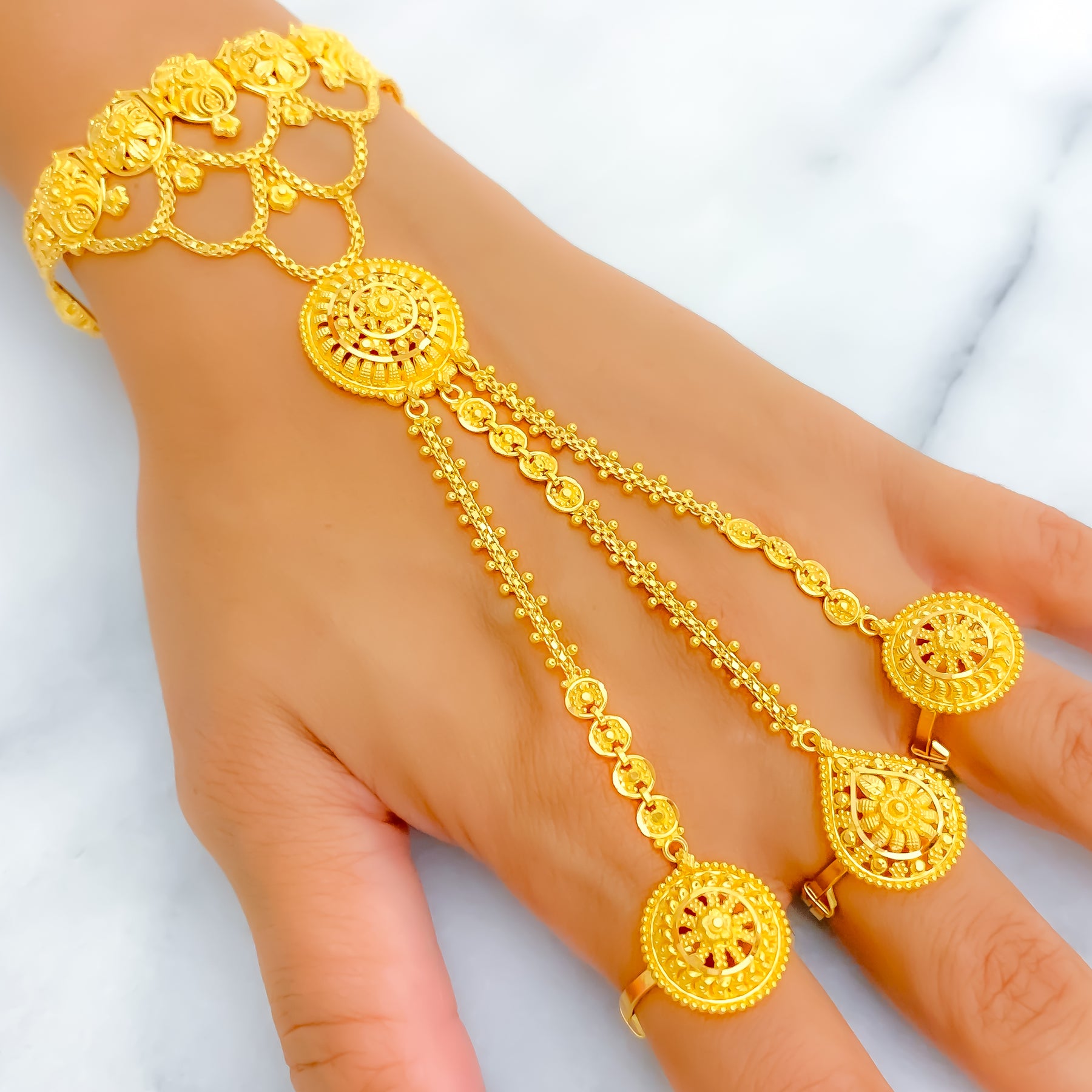 Buy Gold Slave Bracelet, Hand Chain,Gold Finger Bracelet, Gold Slave  Bracelet with little star, Chain Ring Online at desertcartINDIA
