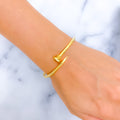 Trendy Tasteful 21K Gold Nail Bangle Bracelet 