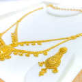 Ornamental Tasseled 22k Gold Drop Long Necklace Set