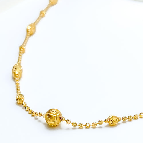 Elegant Sand Finished 22k Gold Dotted Long Necklace - 24"