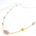 Glistening Checkered Net Orb 22k Gold Long Necklace - 28"