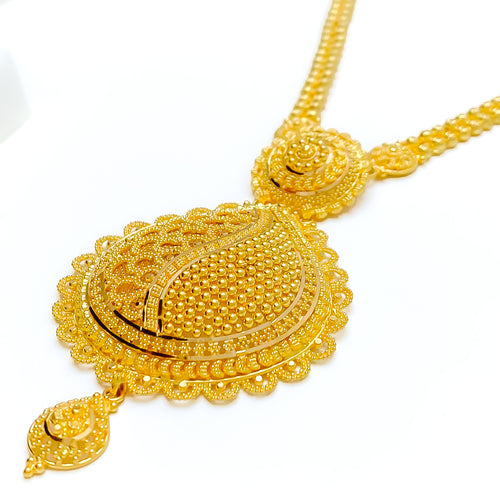 Elevated 22k Gold Dotted Drop Necklace Set 