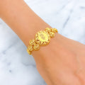 Floral Sand Finished 21k Gold Coin Bracelet