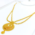 Shimmering Dangling Chand 22k Gold Necklace Set 