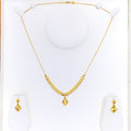 Reflective Diamond-Shaped 21K Gold Necklace Set