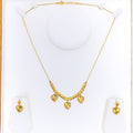 Dangling Triple Heart 21K Gold Necklace Set