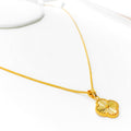 Bespoke Golden Clover 22k Gold Pendant W/ Chain