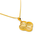 Beautiful Alluring Clover 22k Gold Pendant W/ Chain