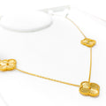 Lavish Twinkling 22k Gold Clover Necklace 