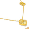 Radiant Blooming 22k Gold Clover Necklace