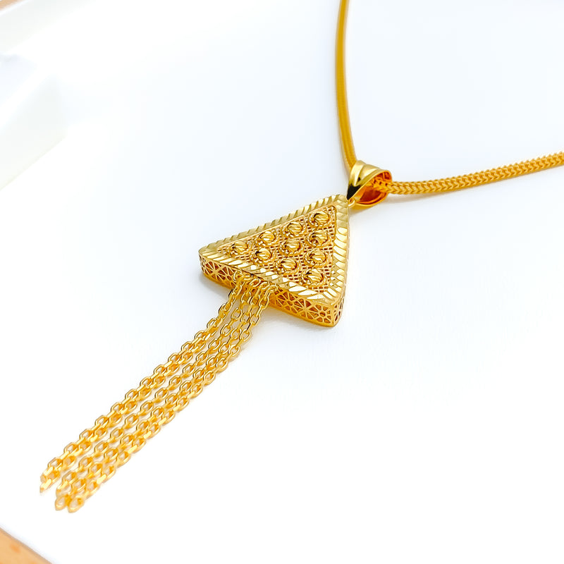 Sparkling Dynamic 22k Gold Triangle Pendant