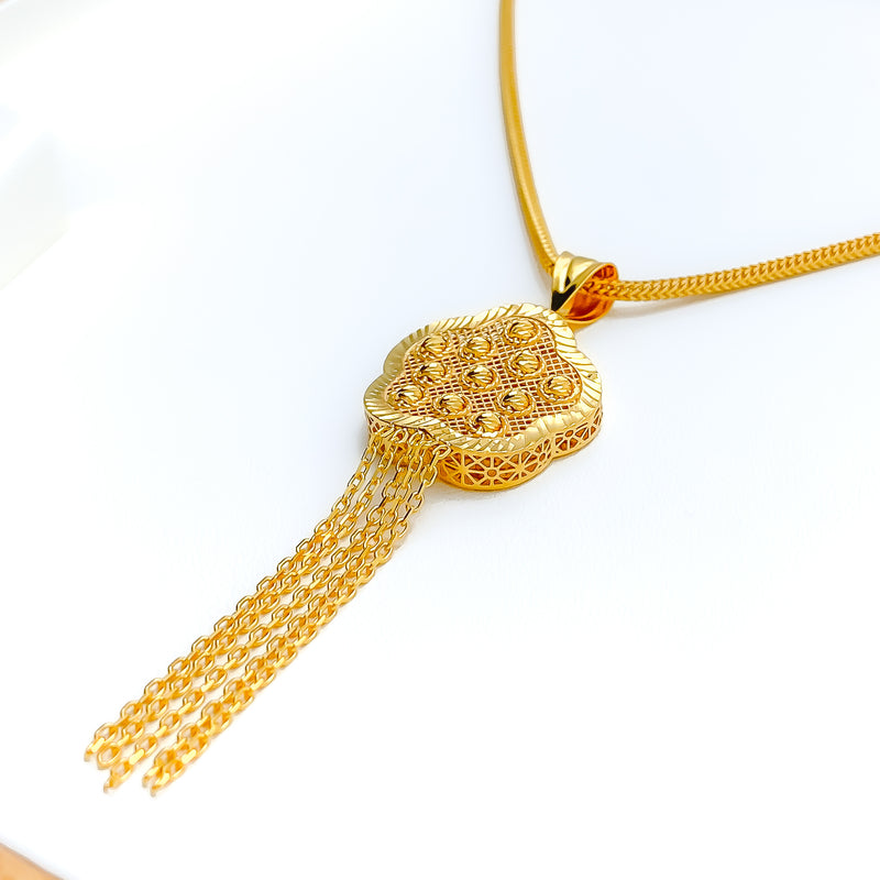 Majestic Glowing Flower 22k Gold Pendant