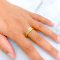 Sleek Twisted 22k Gold CZ Ring w/ Solitaire 