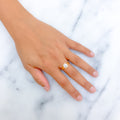 Graceful Dressy 22k Gold CZ Ring w/ Solitaire 