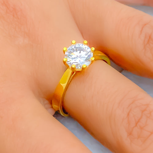 Dapper Prong Setting 22k Gold CZ Ring w/ Solitaire