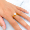 Elevated Slender 22k Gold CZ Ring w/ Solitaire 