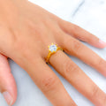 Upscale Evergreen 22k Gold CZ Ring w/ Solitaire