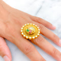 Upscale Paisley Adorned 22k Gold Antique Finish Ring