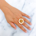 Delightful Decadent Flower 22k Gold Antique Finish Ring