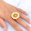 Delightful Decadent Flower 22k Gold Antique Finish Ring