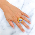 Impressive 22k Gold Blue Enamel Antique Finish Ring