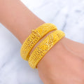 Dressy Paisley Accented 22k Gold Bangle Pair