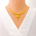Refined Glamorous Dotted 22k Gold Necklace Set 