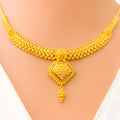 Refined Glamorous Dotted 22k Gold Necklace Set 