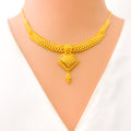 Refined Glamorous Dotted 22k Gold Necklace Set 