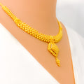 Refined Glamorous Dotted 22k Gold Necklace Set 