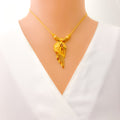 Vibrant Charming Asymmetrical 22k Gold Necklace Set 