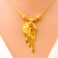 Vibrant Charming Asymmetrical 22k Gold Necklace Set 