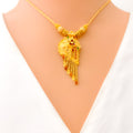 Vibrant Charming Asymmetrical 22k Gold Necklace Set 