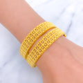 Dazzling Radiant Dotted 22k Gold Bangle Pair