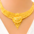 Noble Classy Tapering 22k Gold Floral Necklace Set 