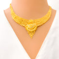 Noble Classy Tapering 22k Gold Floral Necklace Set 