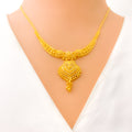 Alluring Paisley Adorned 22k Gold Tasseled Necklace Set 
