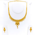 Beautiful Decorative Tasseled 22k Gold Necklace Set 