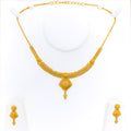 Refined Glamorous Dotted 22k Gold Necklace Set 