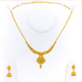 Alluring Paisley Adorned 22k Gold Tasseled Necklace Set 