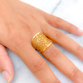 Opulent Sleek 21k Gold Mesh Ring