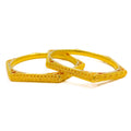 Embellished Unique 22k Gold Bangle Pair