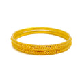 Beaded Sleek Lined 22k Gold Bangle Pair 
