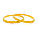 Delicate Golden Leaf 22k Gold Bangle Pair 