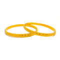 Gleaming Chevron 22k Gold Bangle Pair 