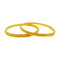 Brilliant Leaf Adorned 22k Gold Bangle Pair 