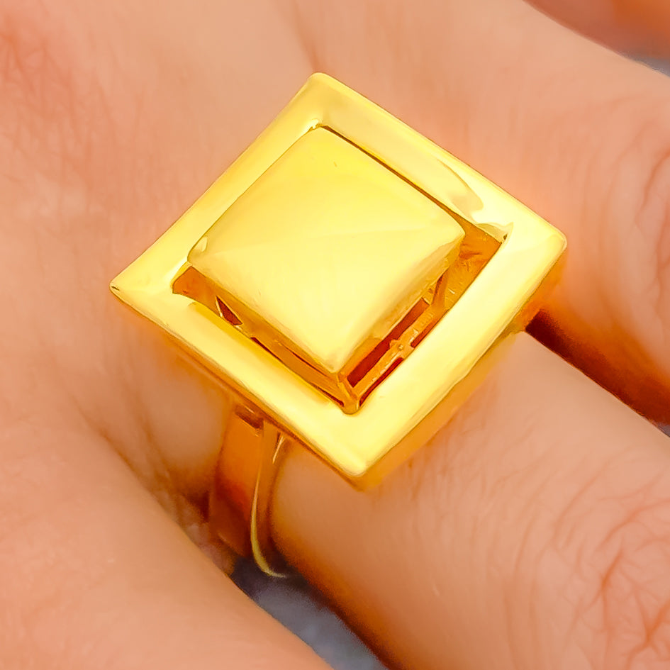 Square with diamond sophisticated design gold plated ring for men - – Soni  Fashion®