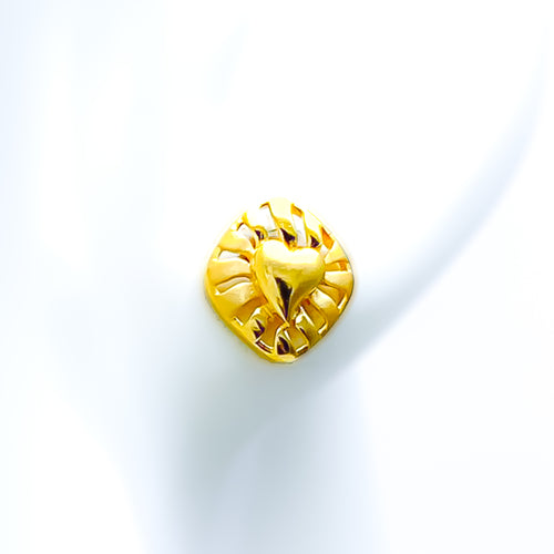 Opulent Glowing Heart 22k Gold Top Earrings 